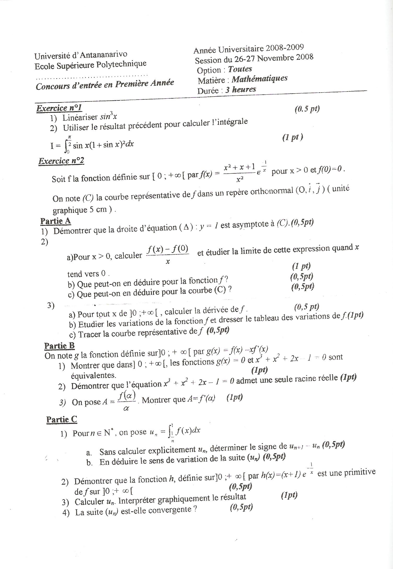 Sujet Polytechnique - Sujets Polytech 003