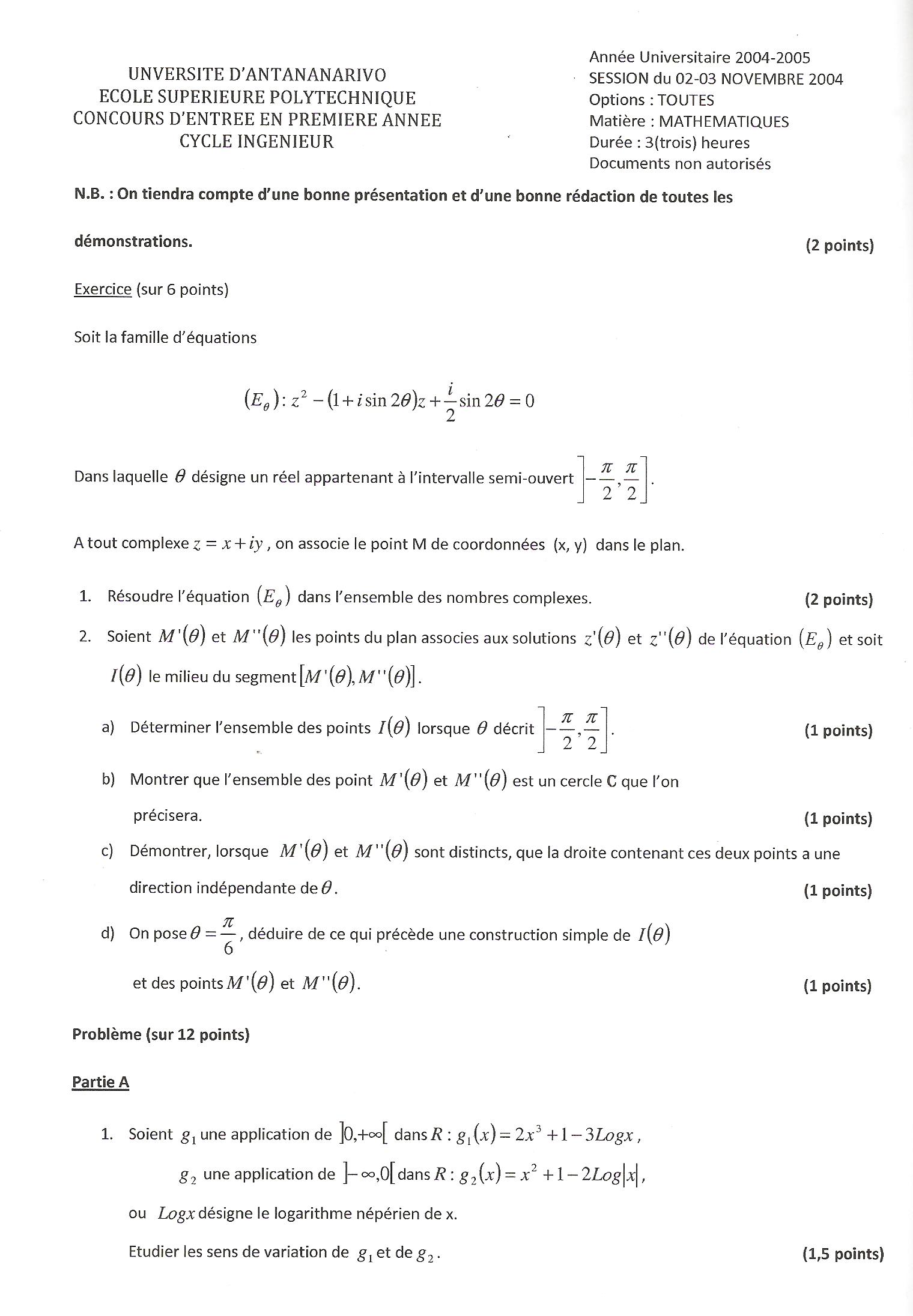 Sujet Polytechnique - Sujets Polytech 011