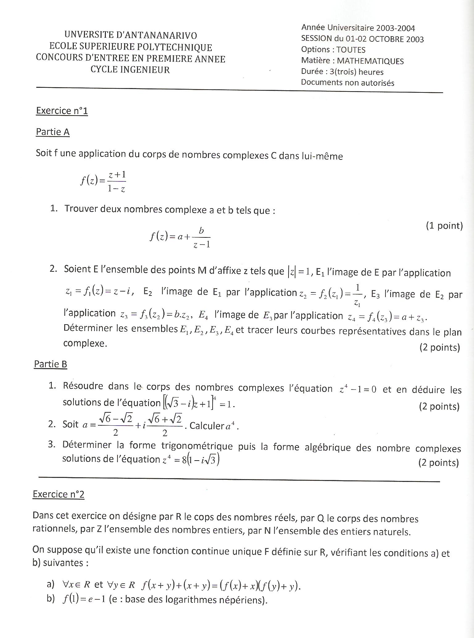 Sujet Polytechnique - Sujets Polytech 013