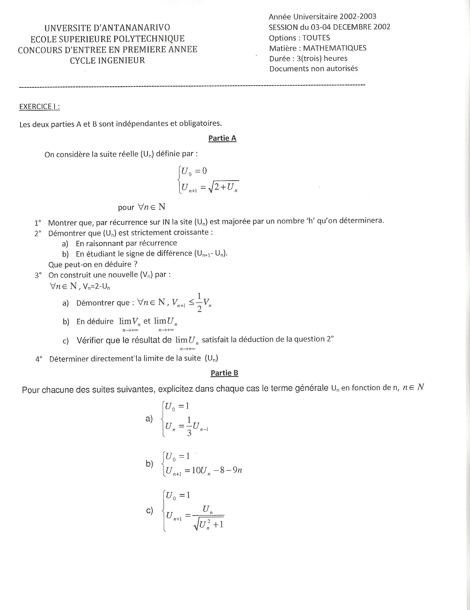 Sujet Polytechnique - Sujets Polytech 016