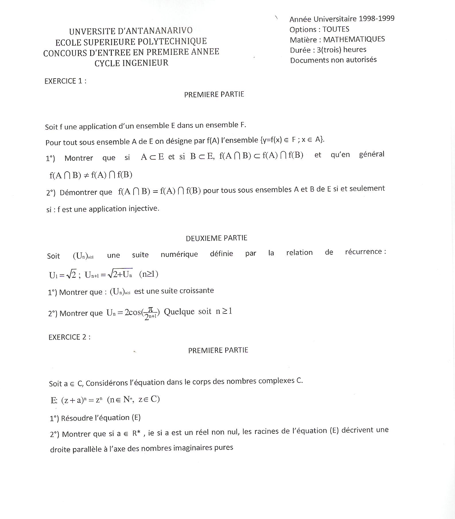 Sujet Polytechnique - Sujets Polytech 024