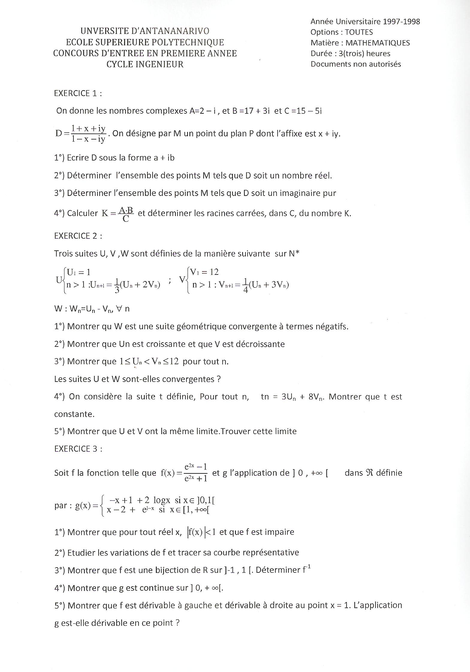 Sujet Polytechnique - Sujets Polytech 026