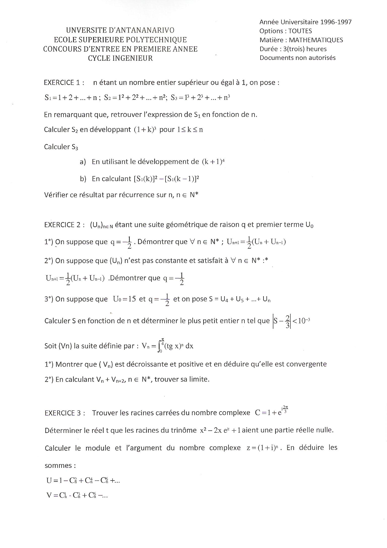 Sujet Polytechnique - Sujets Polytech 028