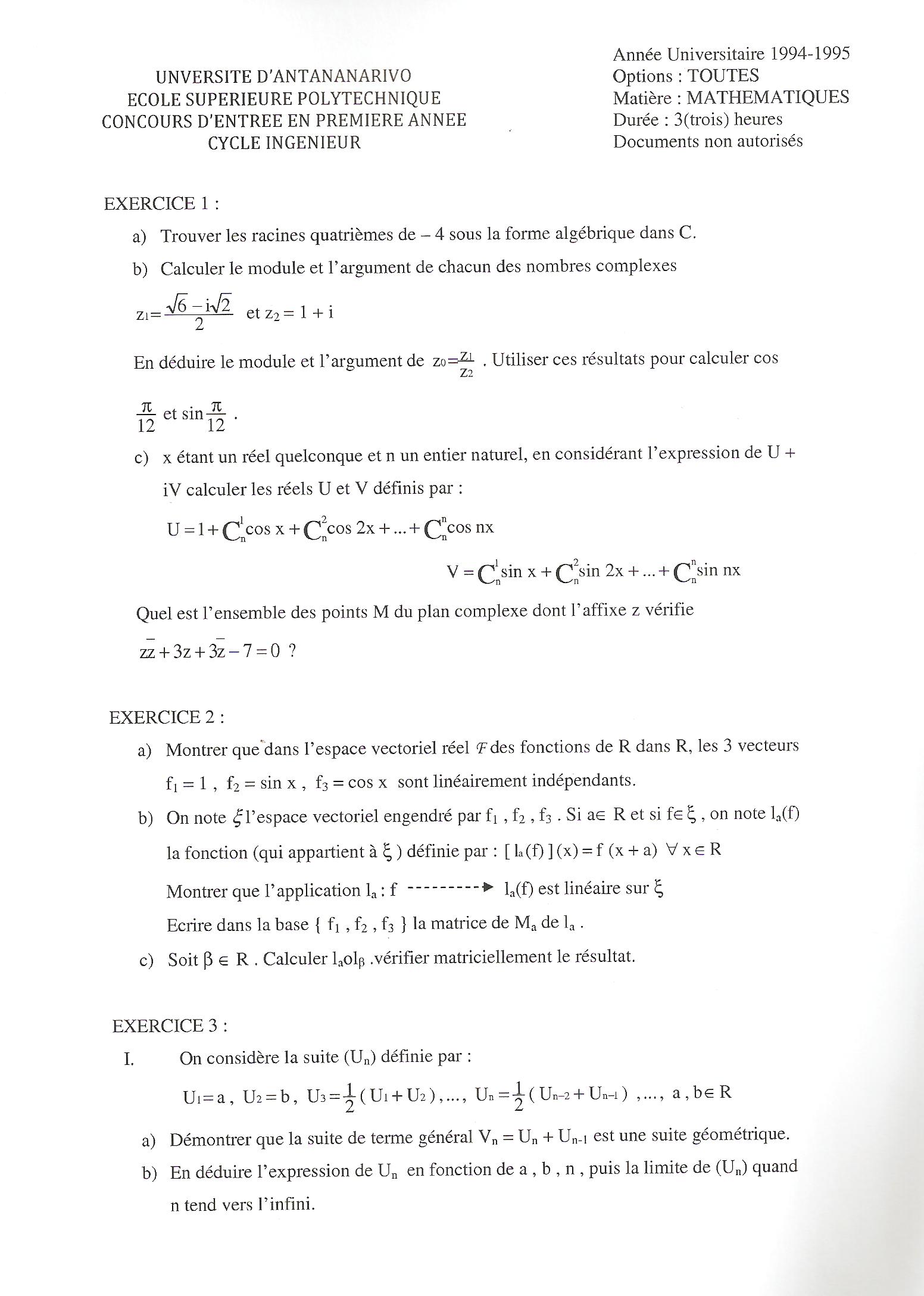 Sujet Polytechnique - Sujets Polytech 032
