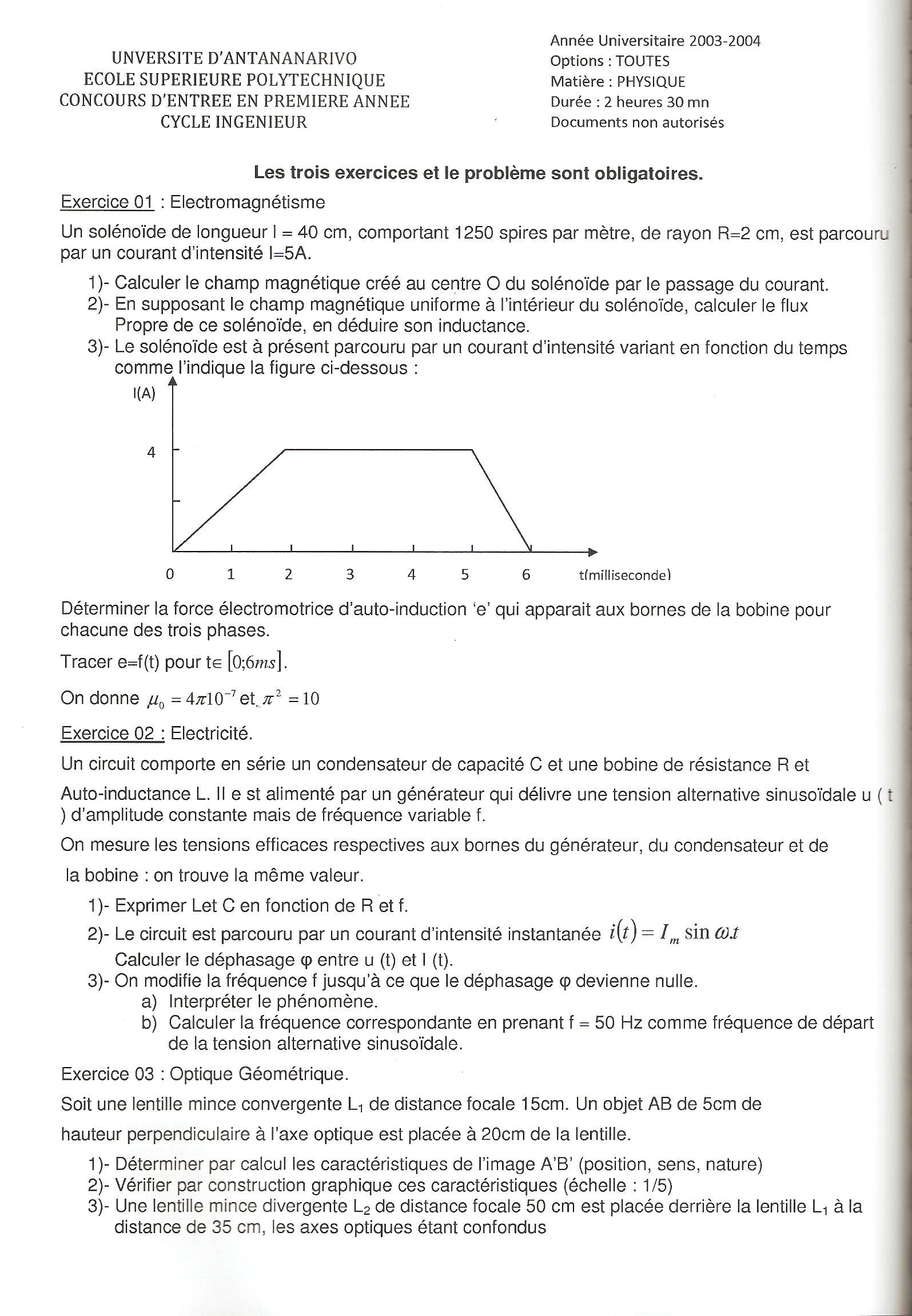 Sujet Polytechnique - Sujets Polytech 043
