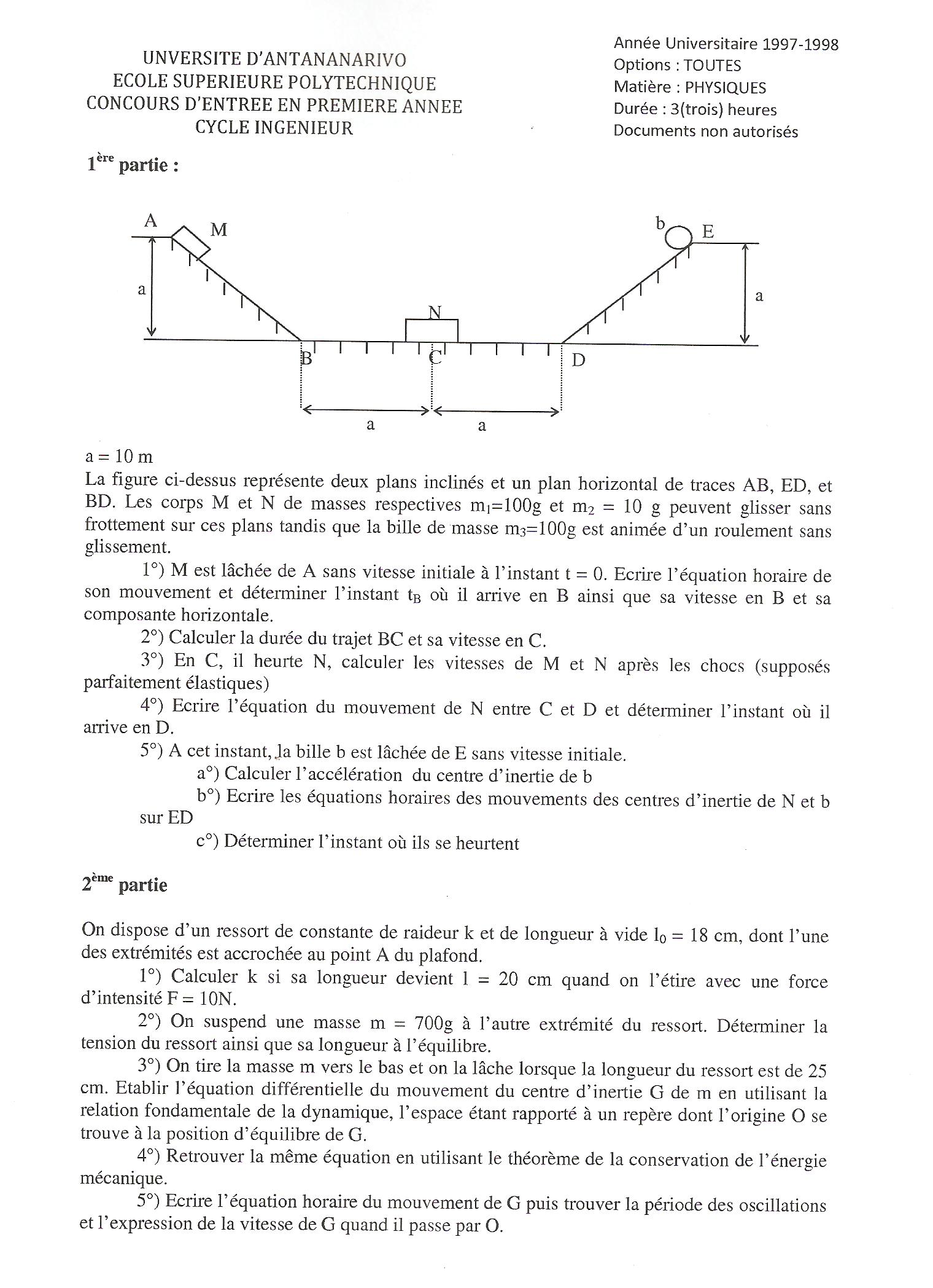 Sujet Polytechnique - Sujets Polytech 054