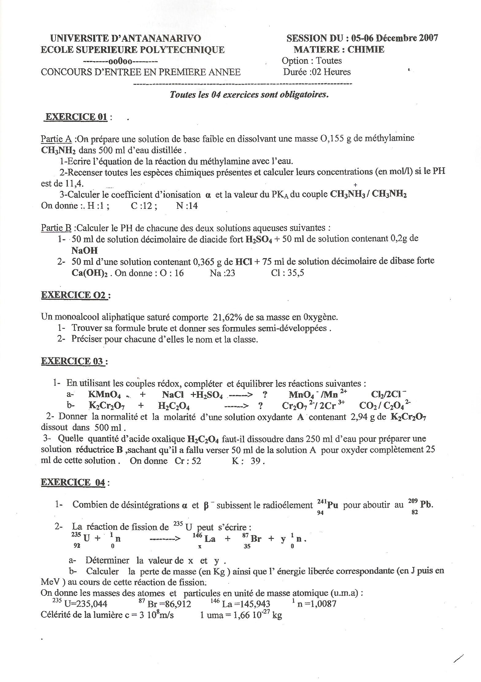 Sujet Polytechnique - Sujets Polytech 064