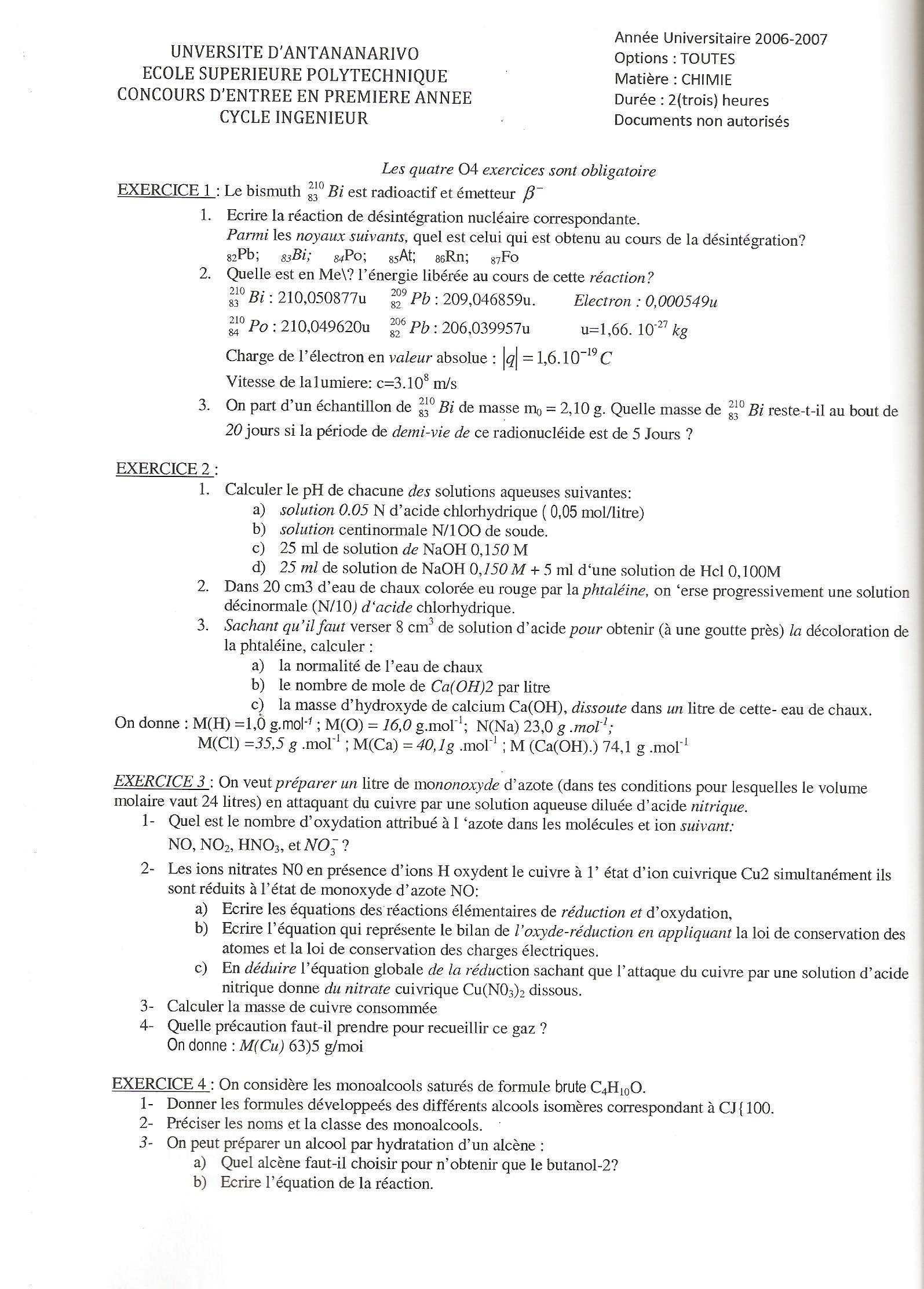 Sujet Polytechnique - Sujets Polytech 065