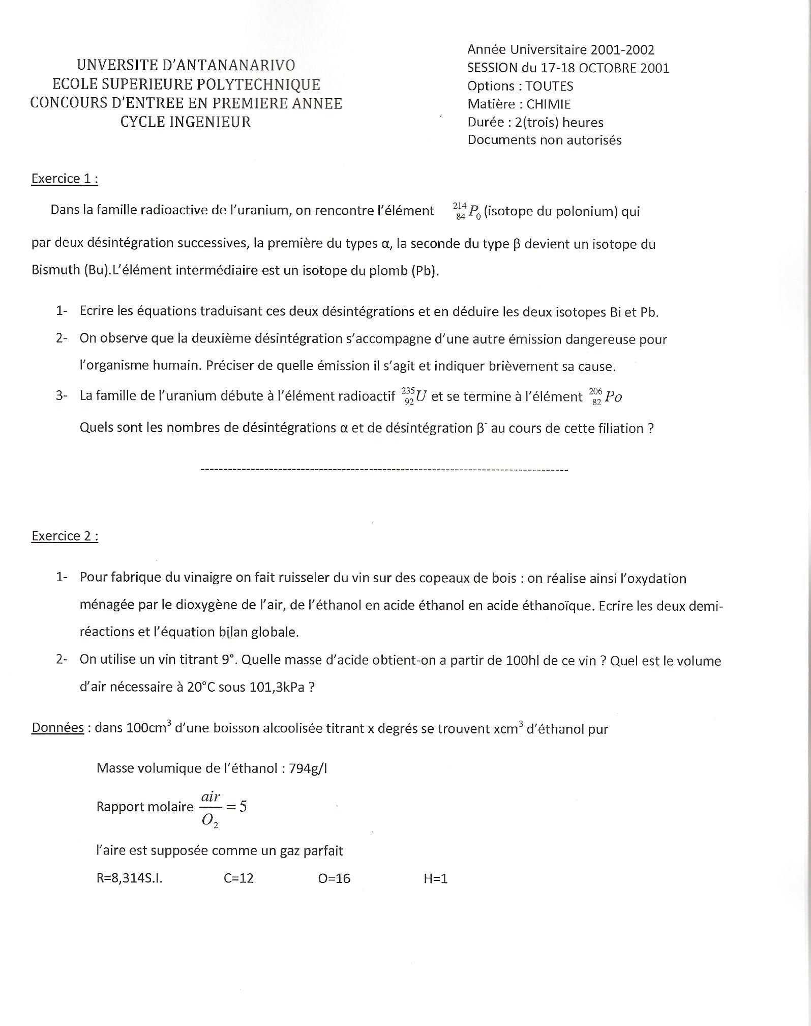 Sujet Polytechnique - Sujets Polytech 070