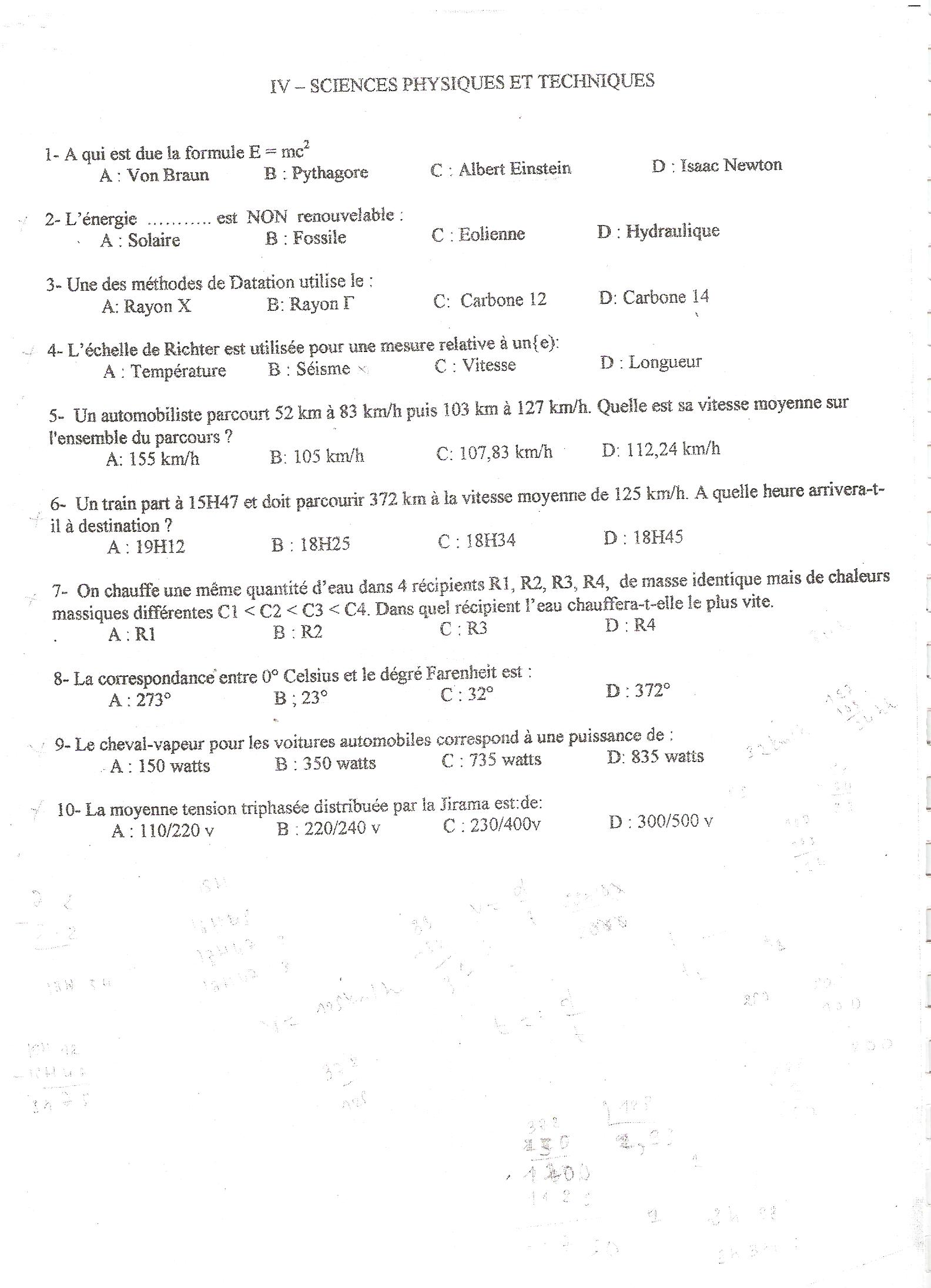 Sujet Polytechnique - Sujets Polytech 082