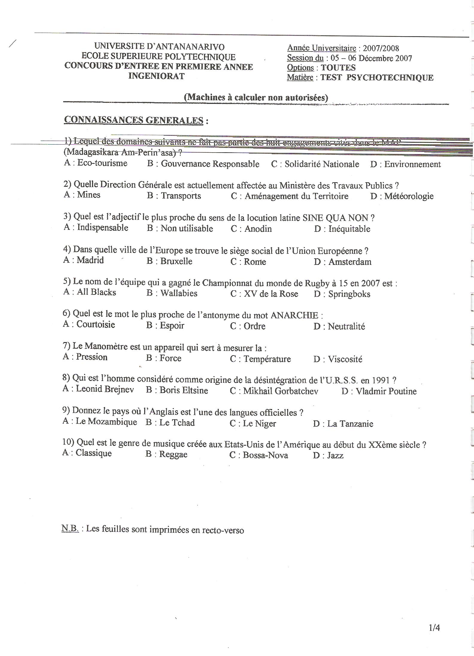 Sujet Polytechnique - Sujets Polytech 083