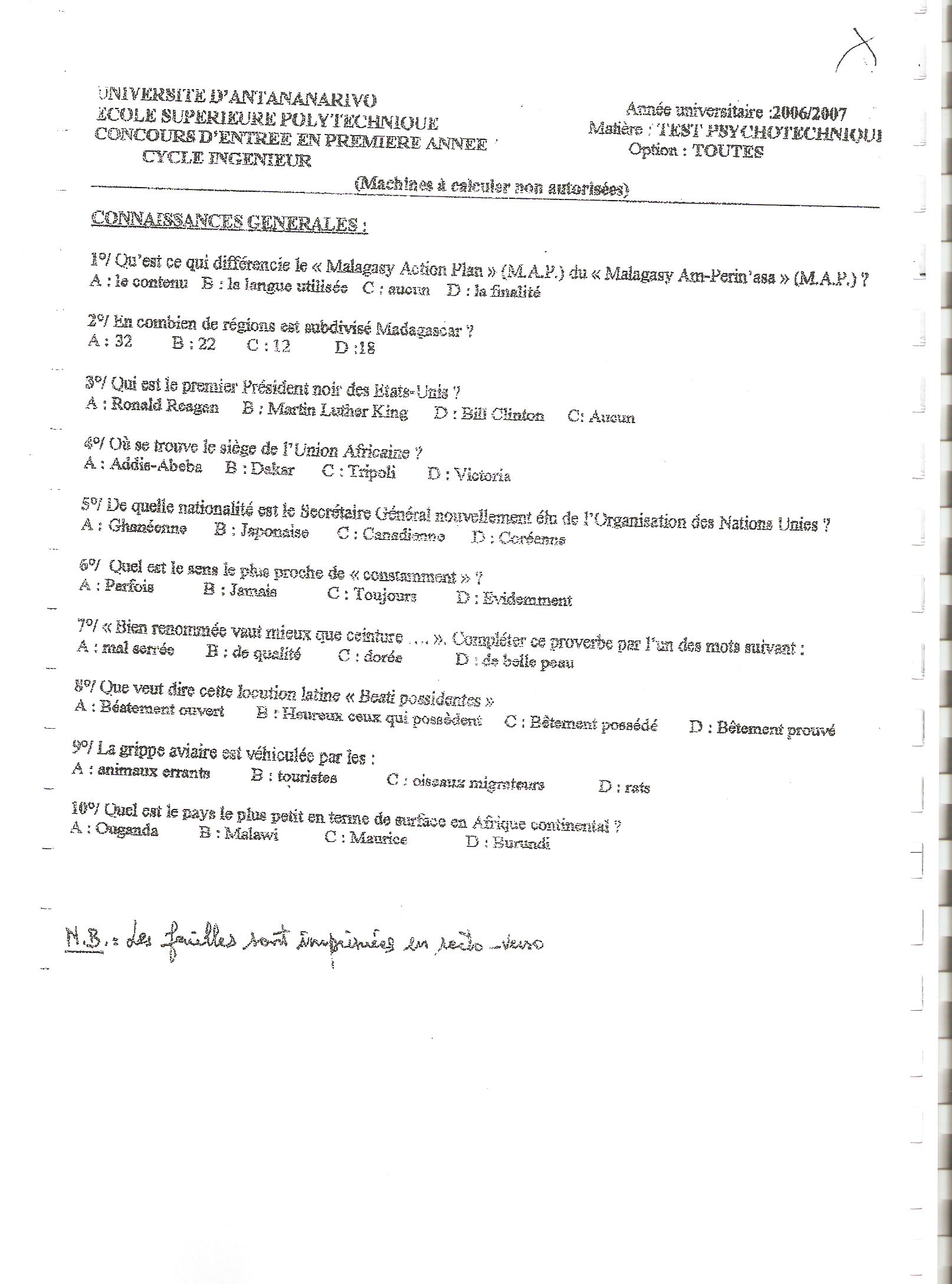 Sujet Polytechnique - Sujets Polytech 087