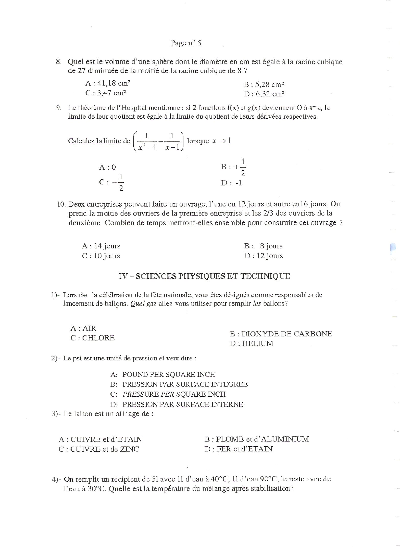 Sujet Polytechnique - Sujets Polytech 099