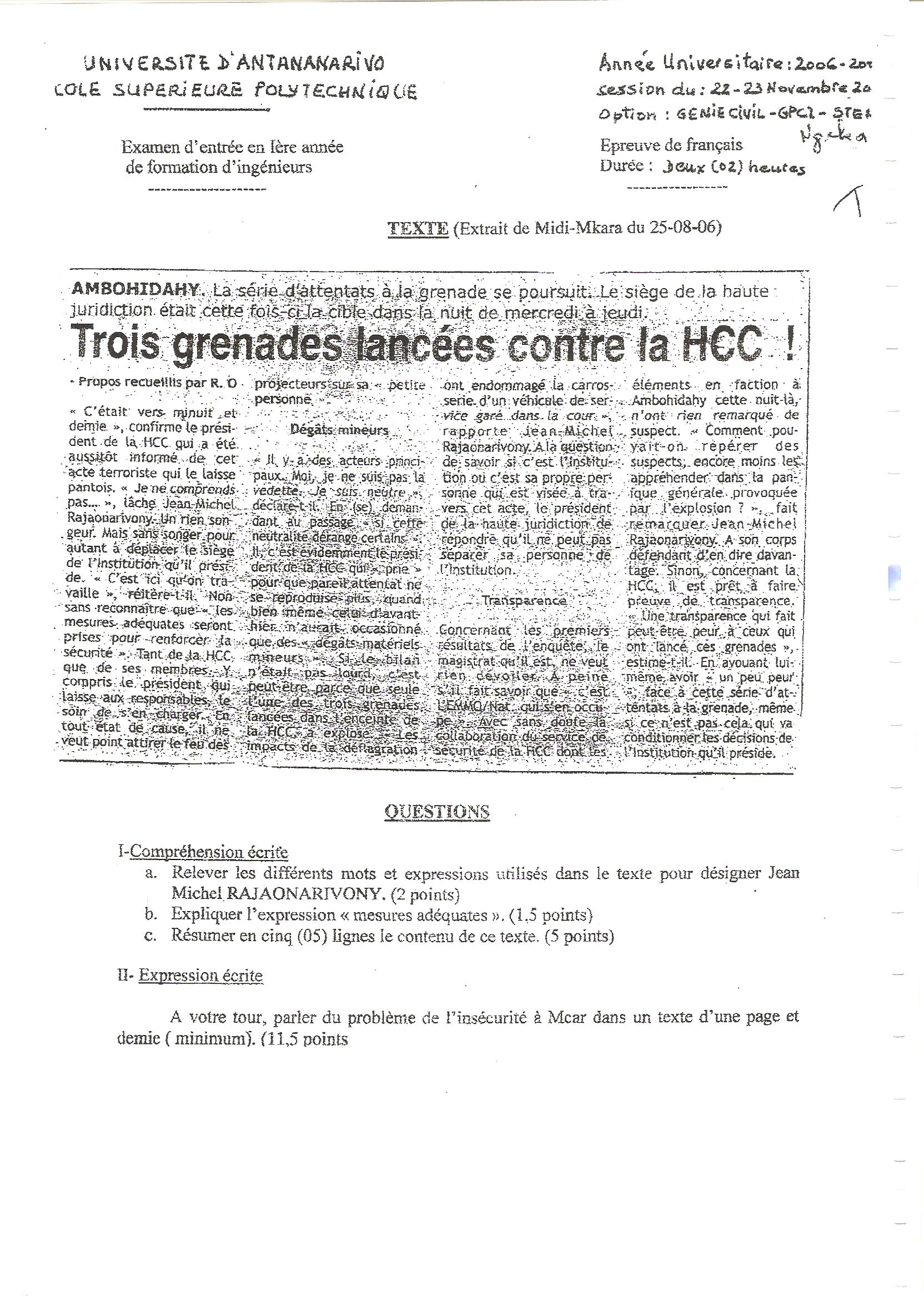 Sujet Polytechnique - Sujets Polytech 102