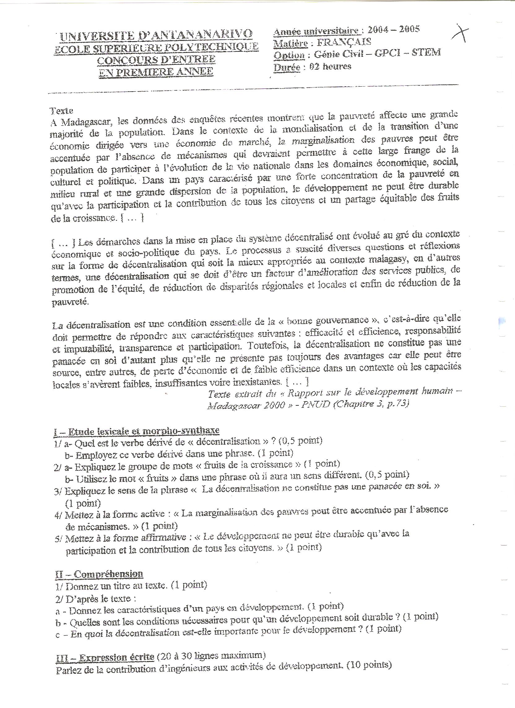 Sujet Polytechnique - Sujets Polytech 104