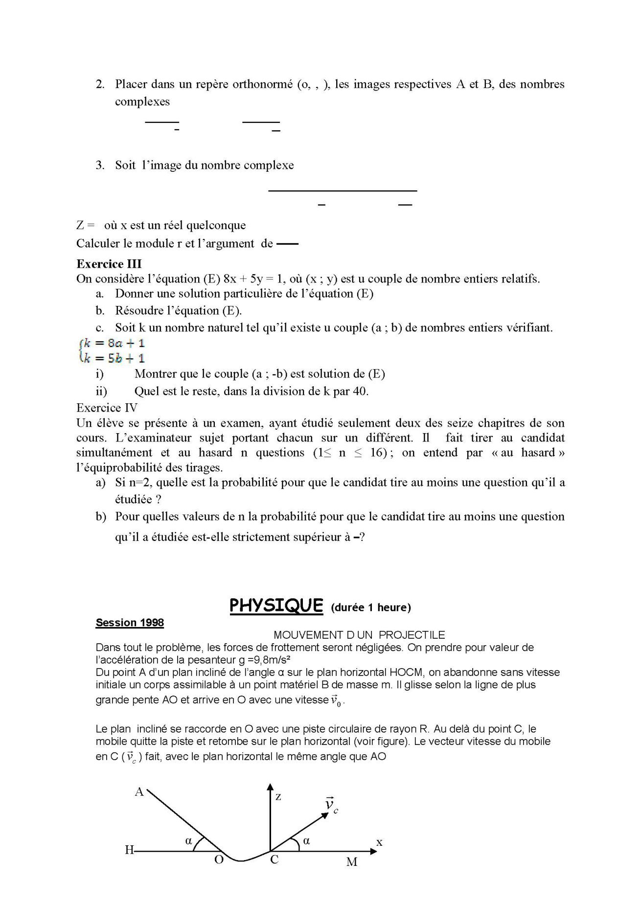Sujet mathématiques concours Agro ESSA Tana session 2007 page 2