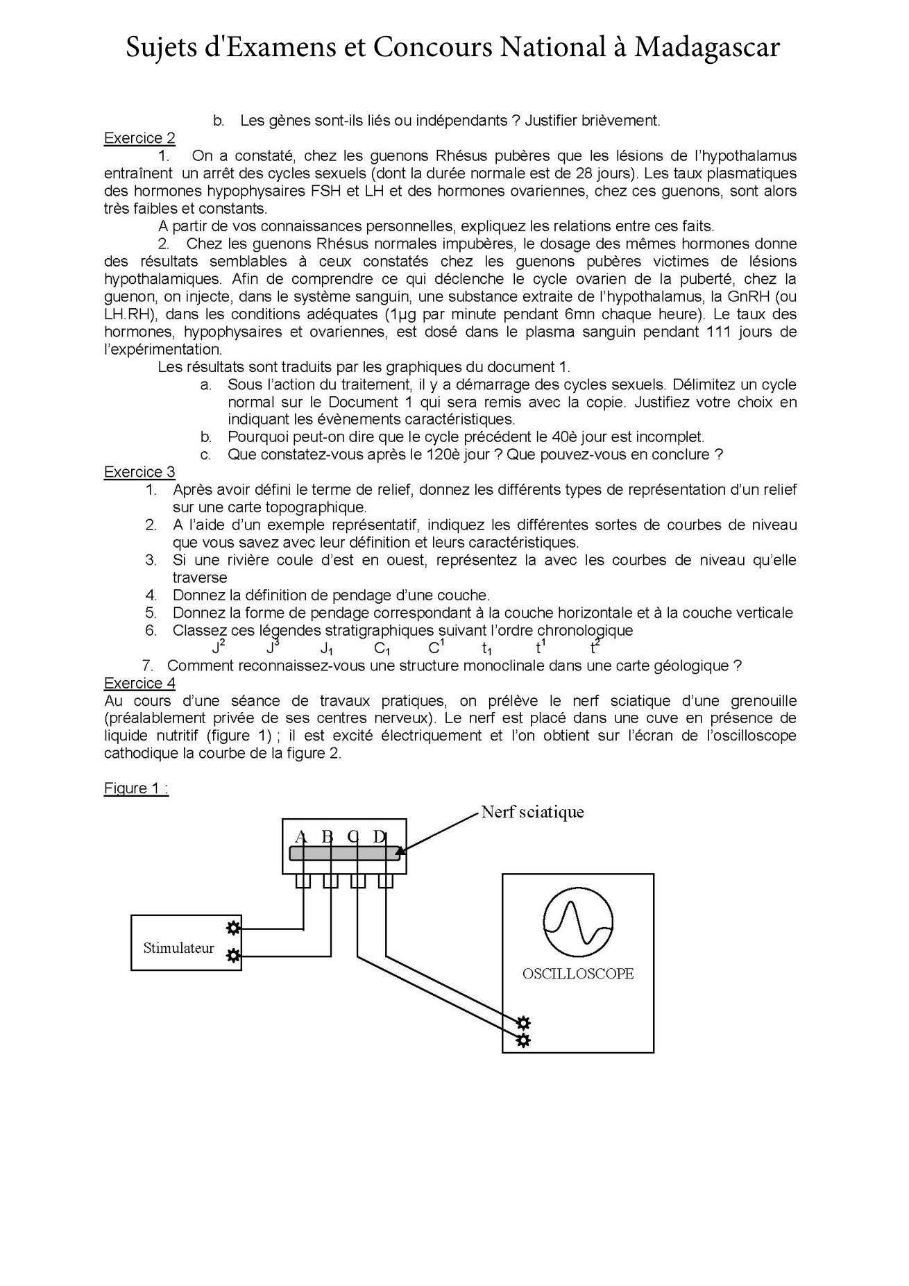 Sujet sciences naturelles concours Agro ESSA Tana session 2003 page 2