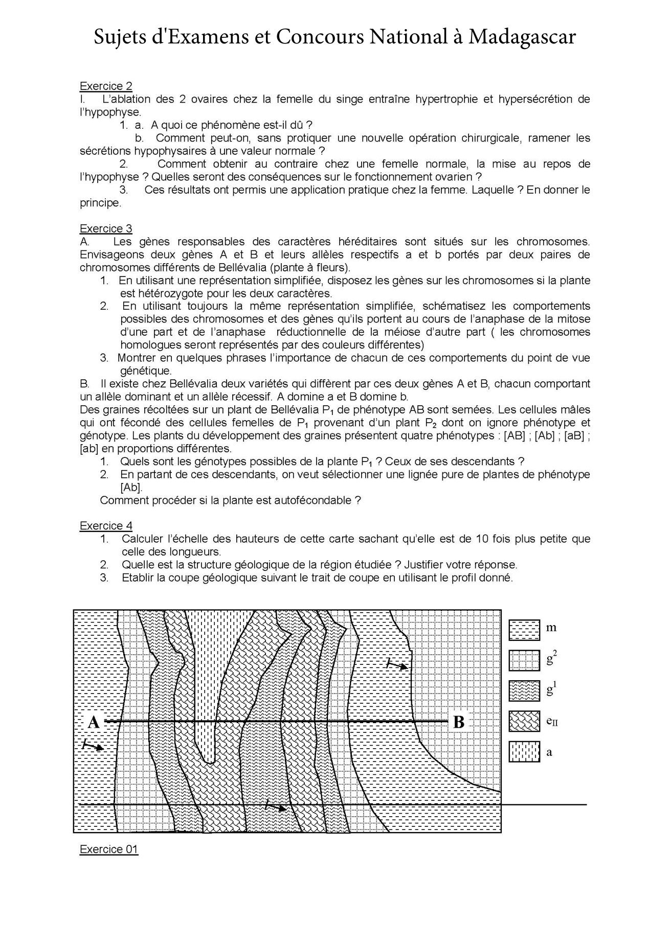 Sujet sciences naturelles concours Agro ESSA Tana session 2005 page 2