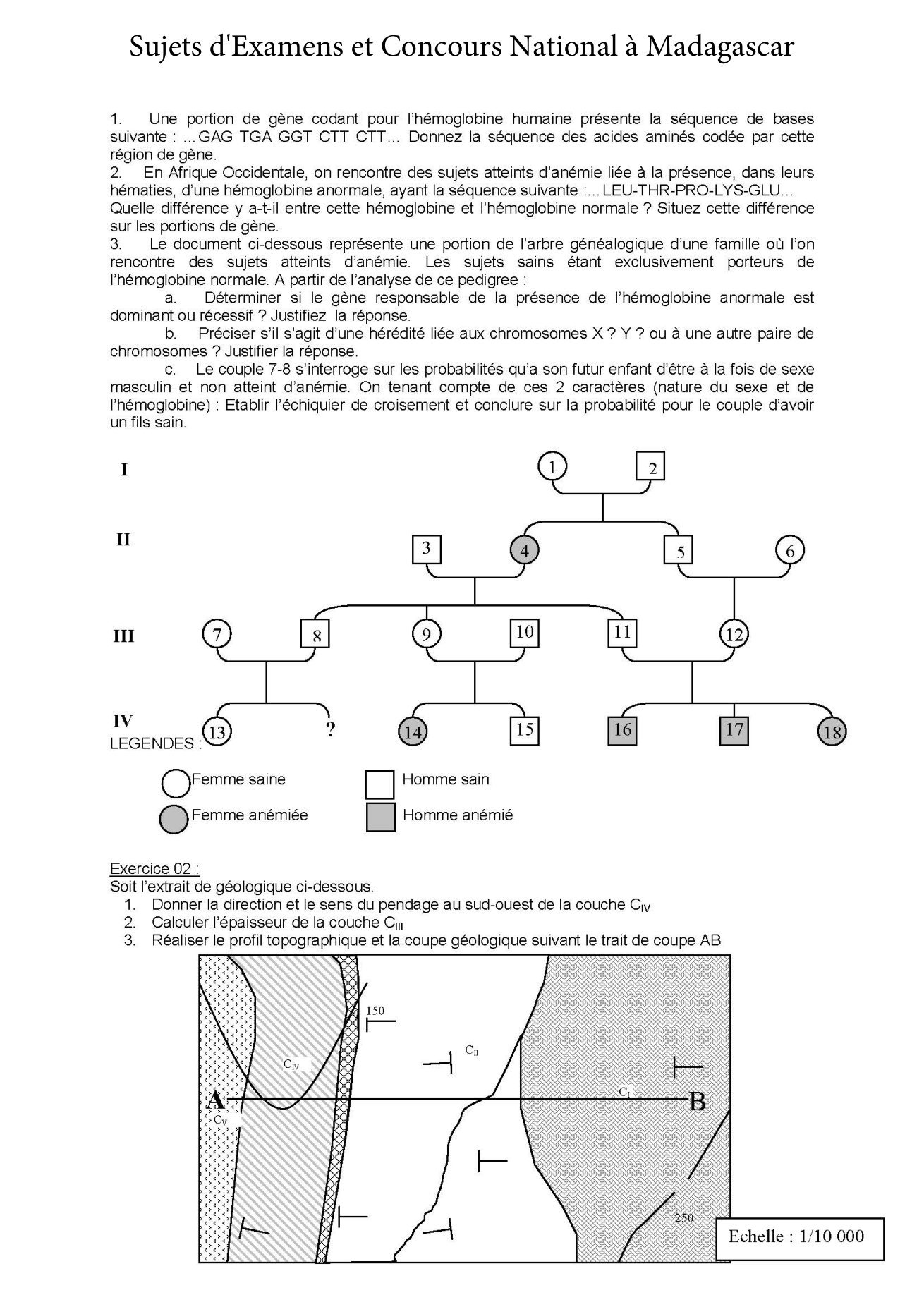 Sujet sciences naturelles concours Agro ESSA Tana session 2005 page 3