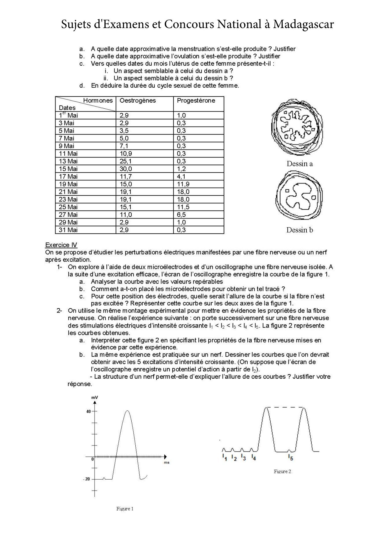Sujet sciences naturelles concours Agro ESSA Tana session 2007 page 3