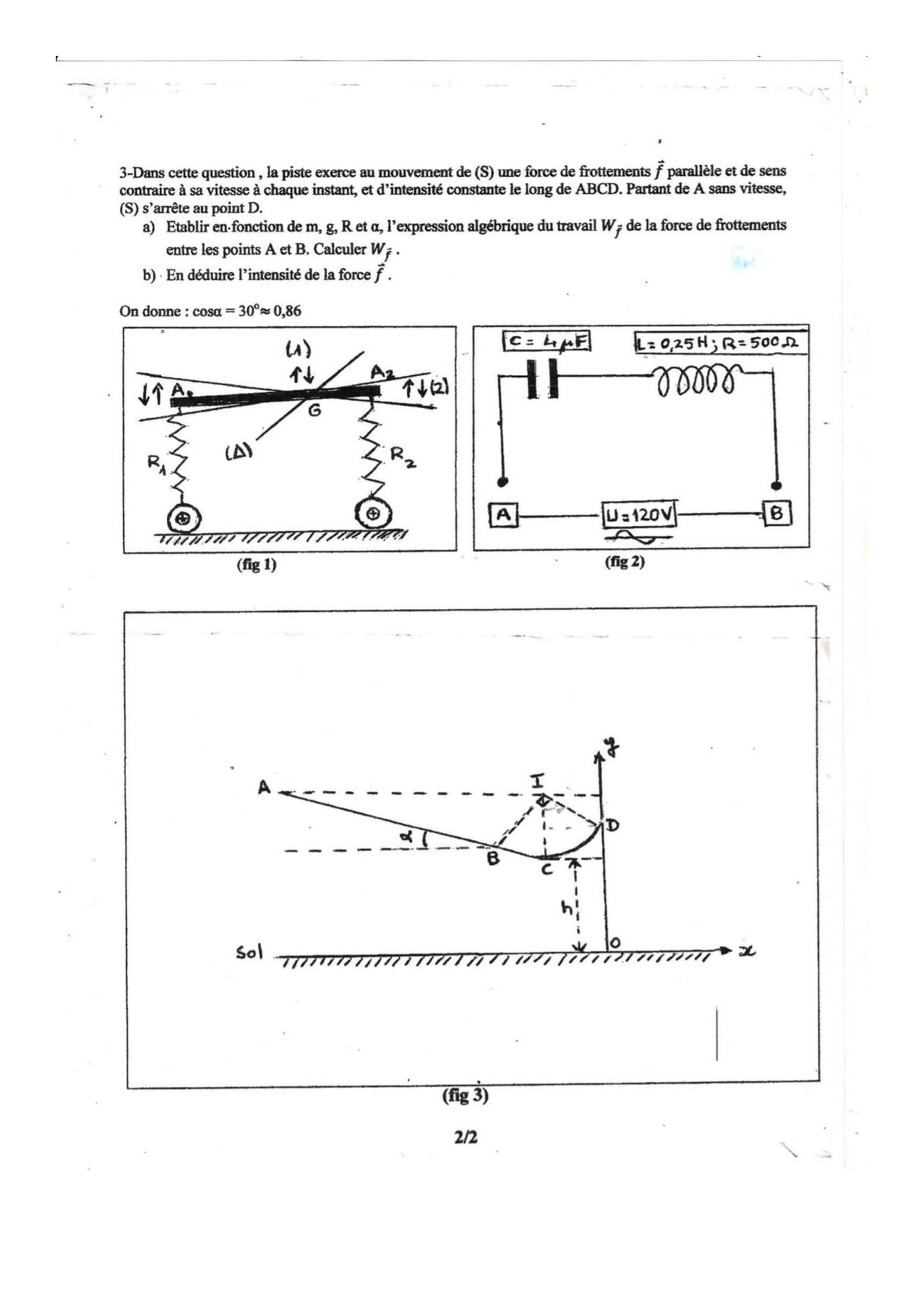 Sujet physique concours ESPA Polytechnique Antananarivo session 2016 (page 2/2)