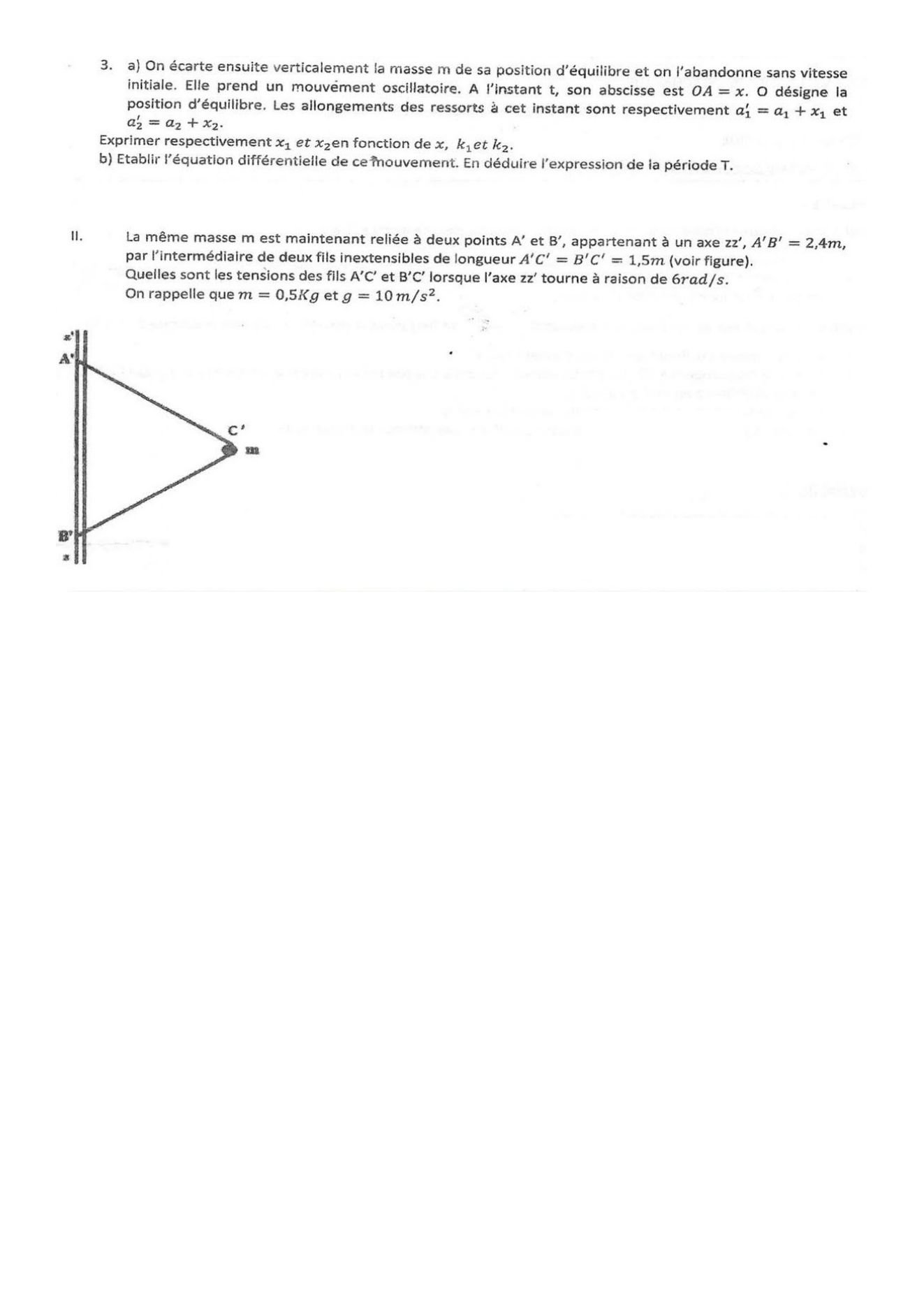 Sujet physique concours ESPA Polytechnique Antananarivo session 2023 (page 2/2)