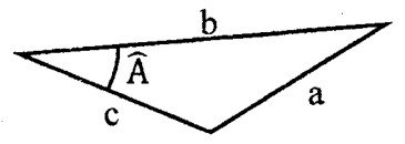 Triangle quelconque de côtés a, b et c, l’angle A étant compris entre les côtés b et c