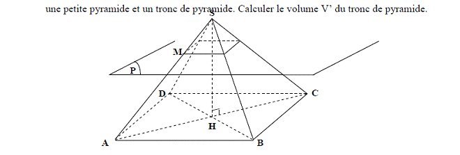 Sujet original du BEPC 2001 de mathématiques : figure de la pyramide