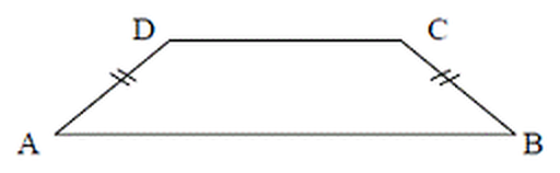 Figure du BEPC 2010, exercice I-6 : trapèze isocèle ABCD de grande base [AB] et de petite base [DC], côtés [AD] et [BC] codés égaux