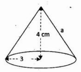 Figure du BEPC 2016 de maths : cône de hauteur 4 cm, rayon de base 3 et apothème a